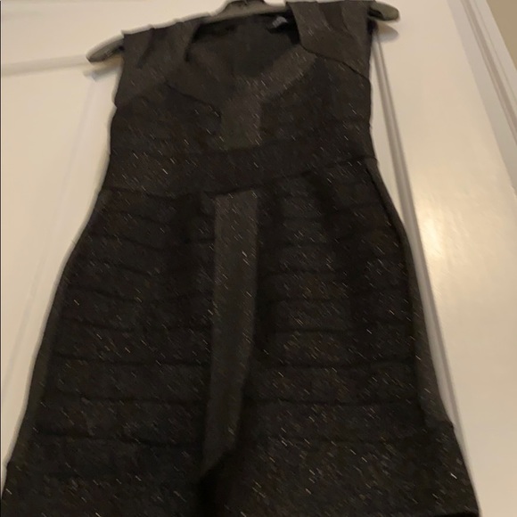 French Connection Fitted Black Sparkly Dress - Picture 3 of 5